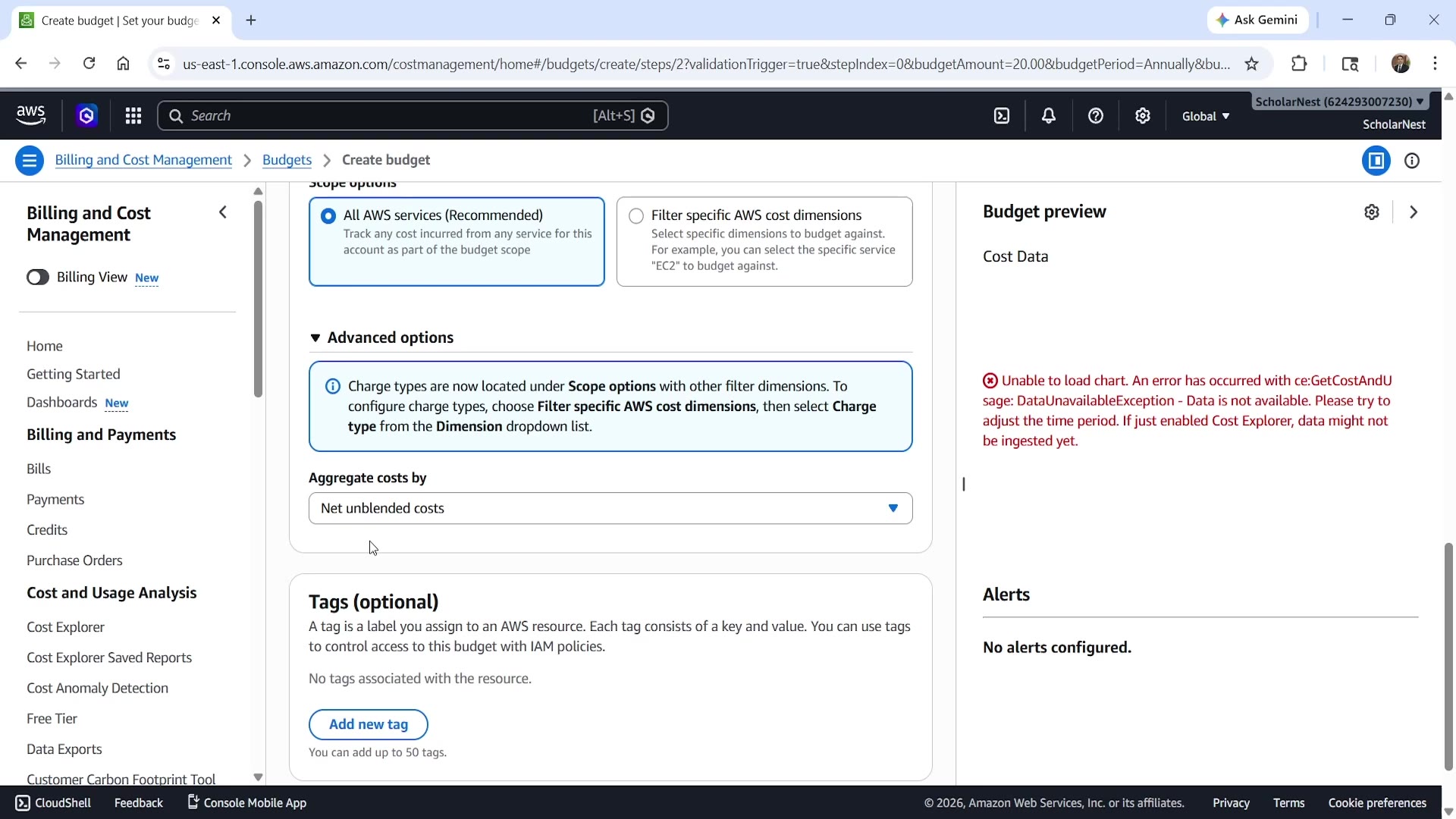 Cost aggregation setting