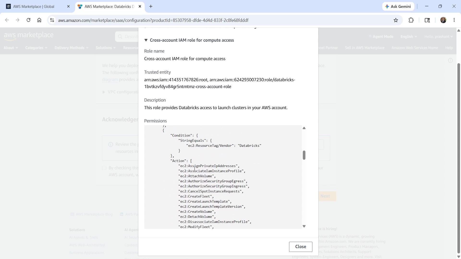 Cross-account IAM role permissions detail