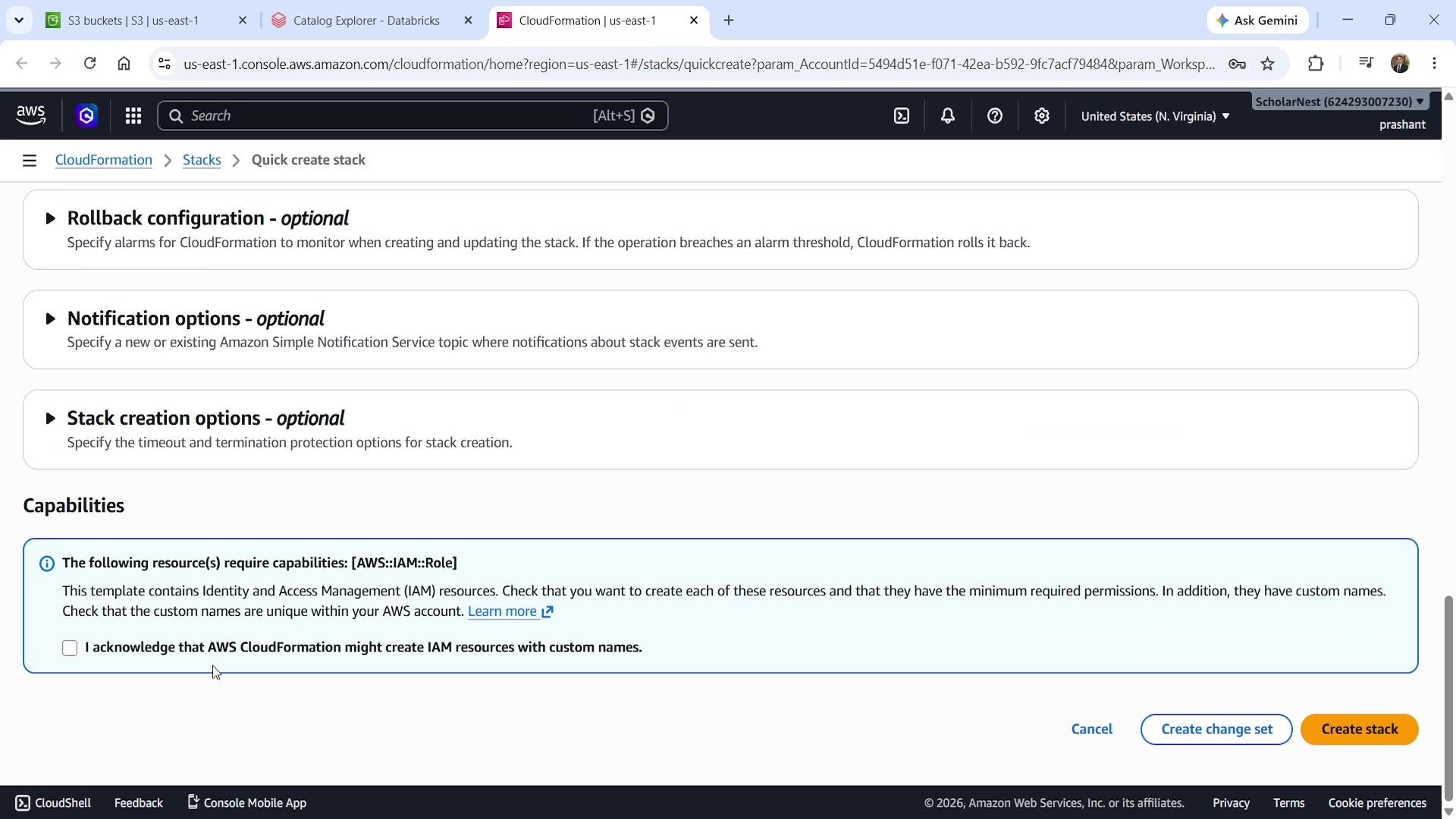 AWS CloudFormation — Quick create stack for the IAM role