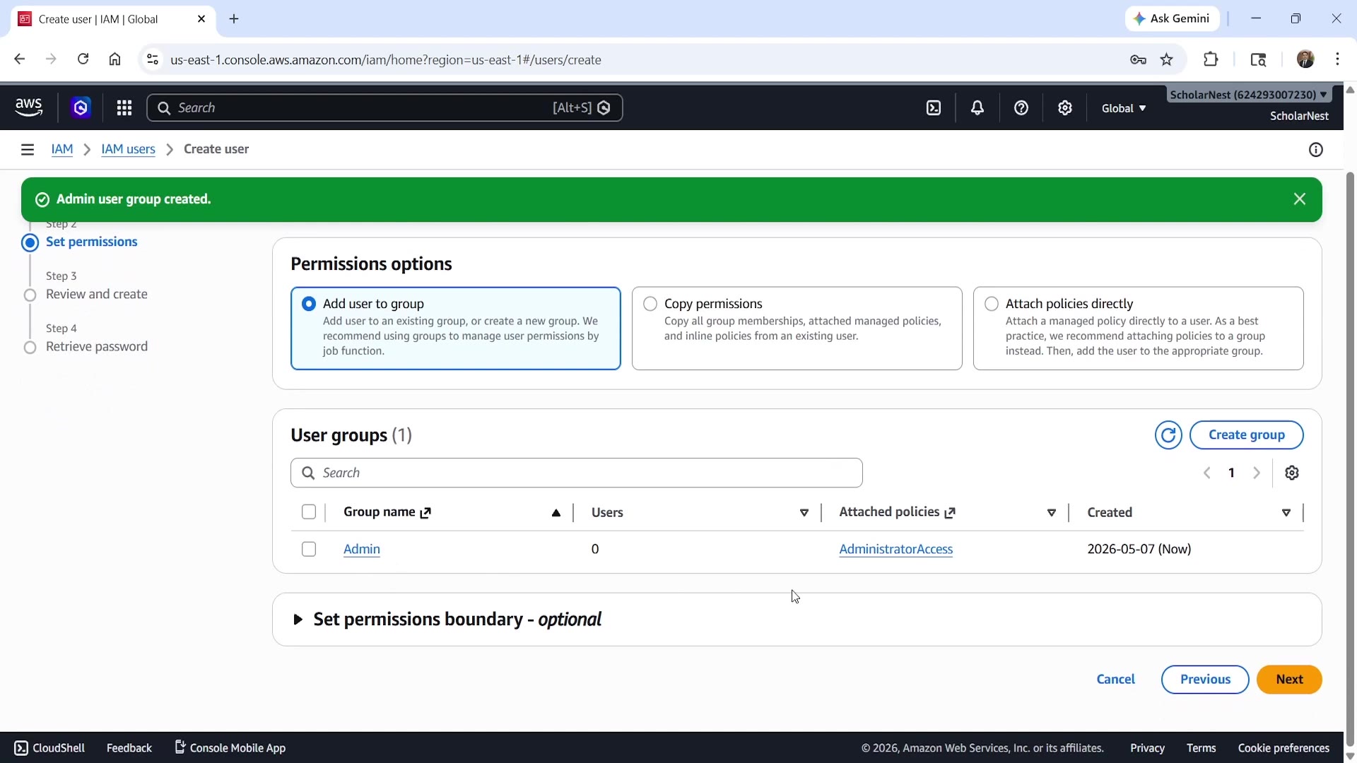 Add user to group during creation