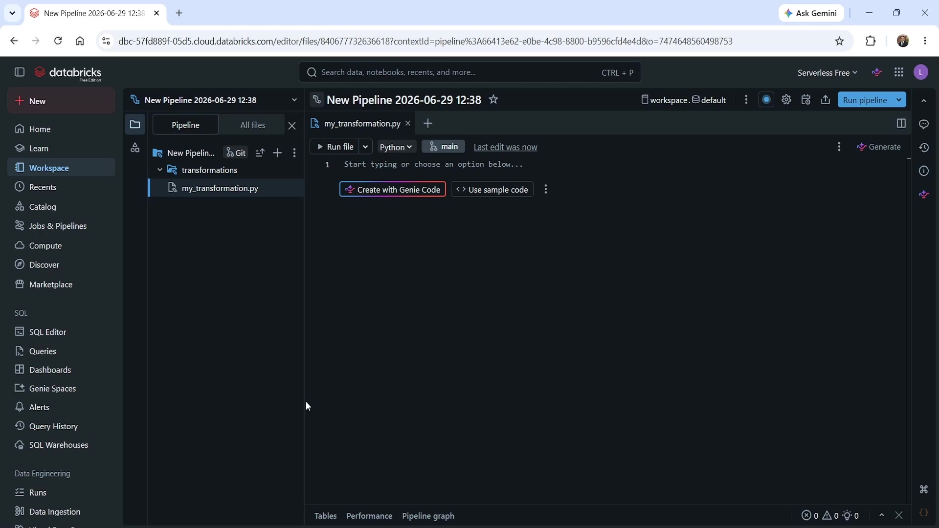 The SDP pipeline editor IDE — default layout